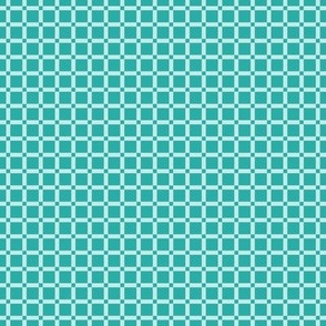 teal and light green gingham geometrical squares