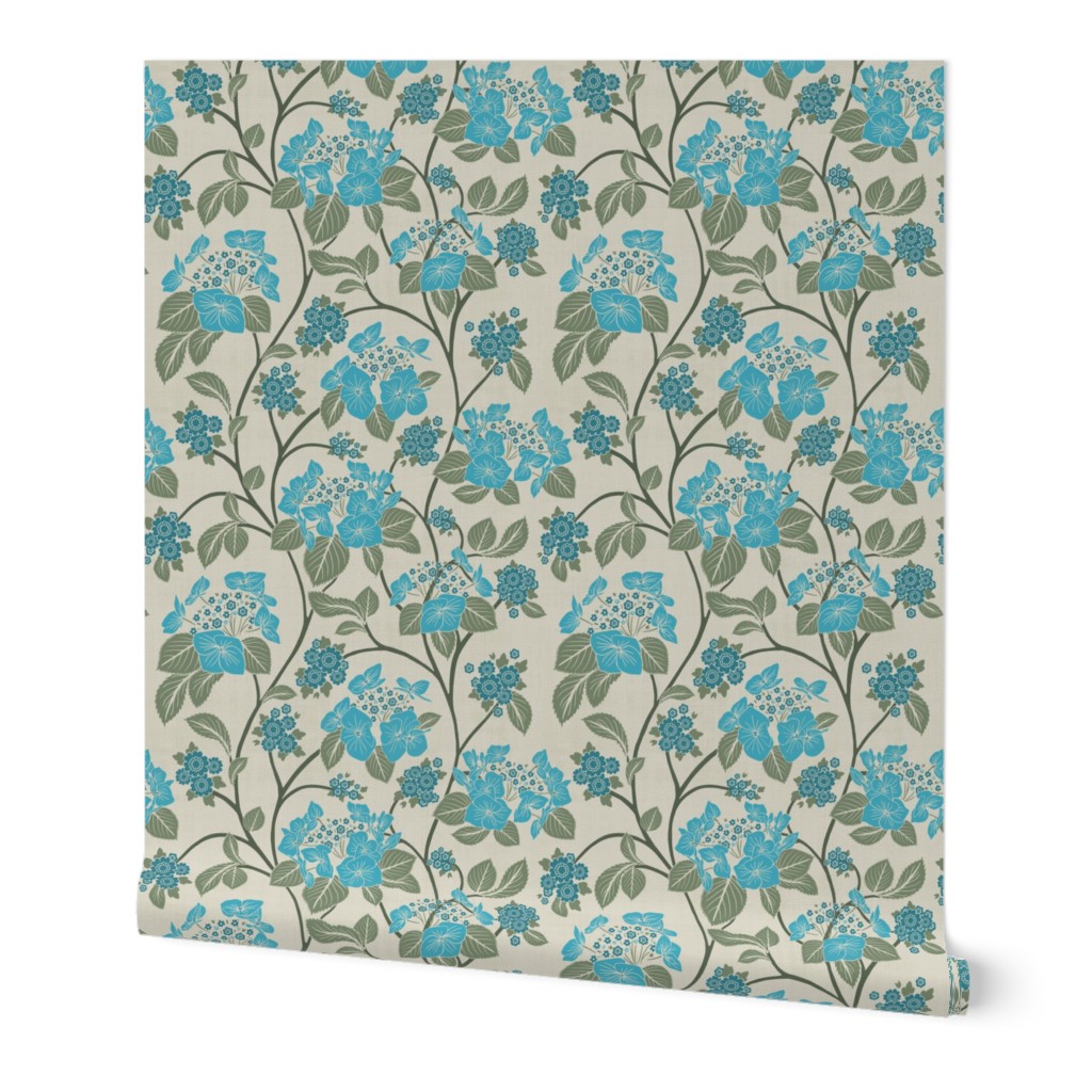 Woodland Hydrangea  - Large - Linen and capri blue