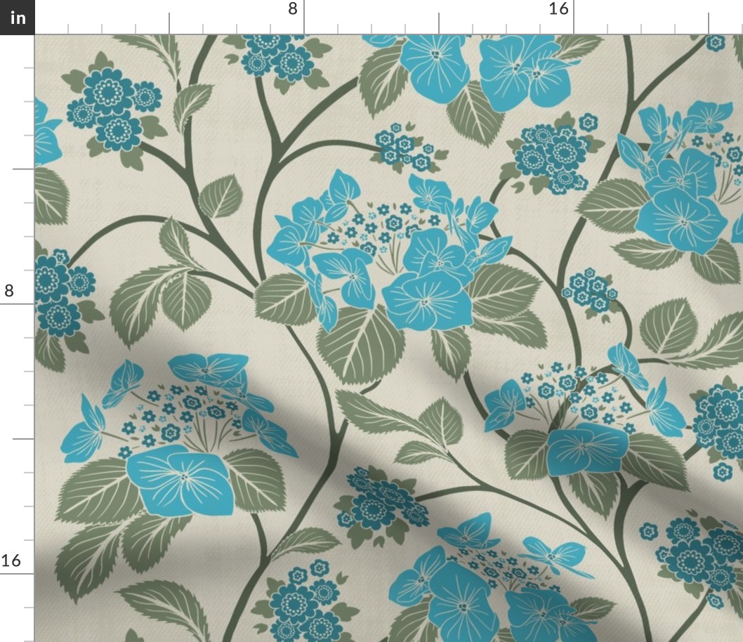 Woodland Hydrangea  - Large - Linen and capri blue