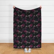 Vintage Moody Florals - Antique Roses and Nostalgic Gothic Mystic Night - Victorian Goth Wallpaper - midnight burgundy moonlight