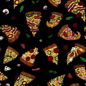 Pizza on black