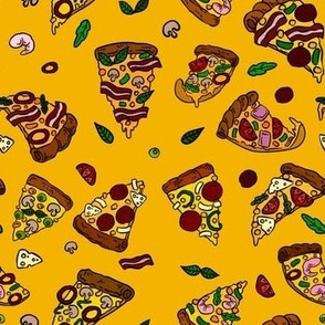 Pizza on yellow