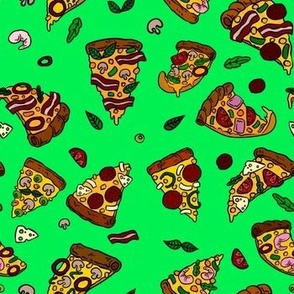 Pizza on Bright Green