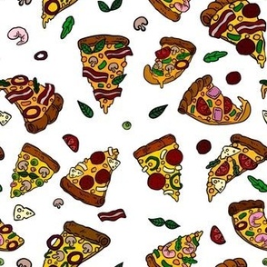 Flavors of Pizza on White