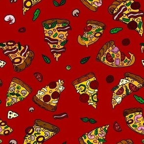 Pizza on Dark Red