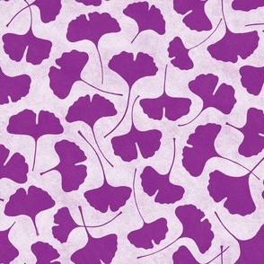 Elegant Ginkgo Reverie: A Serene Botanical Dance in Purple and White // small scale 0004 M //