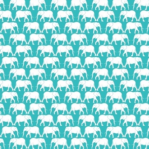 Teal Elephants in Horizontal Rows