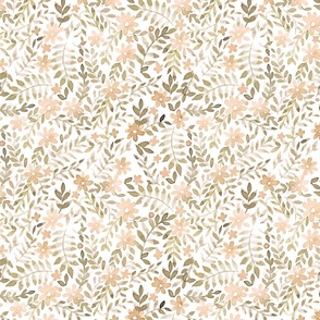 Neutral blush watercolor foliage