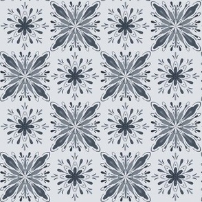 Garden Charm Tiles in Shades of Blue Gray - 2x2 motifs