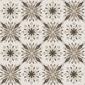 Garden Charm Tiles in Tan and Brown - 2x2 motif