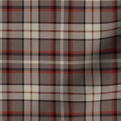 Gray Nubbly Plaid with Red White and Black