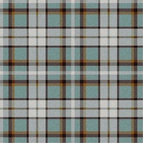 Pale Turquoise Nubbly Plaid with Dull Gold White and Black