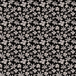Ditsy Black and White Flowers