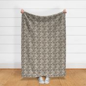 Tiny Trotting Alaskan Klee Kai and paw prints - faux linen