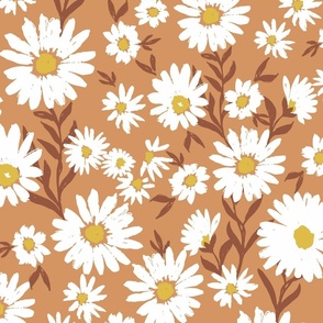 Western Daisy - Mystic Plains Daisy Field Brown white yellow by Jac Slade