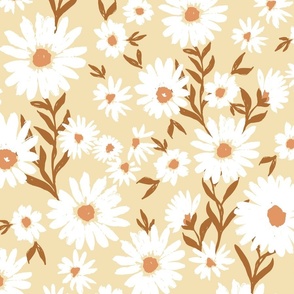 Western Daisy - Mystic Plains Daisy Field Butter Yellow cream white brown by Jac Slade
