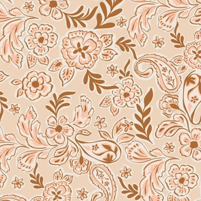 Western Paisley - Mystic Plains Western Boho Paisley Blush peach pink and Brown by Jac Slade