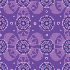 Purple Mandala Magic with Flowers and Stars