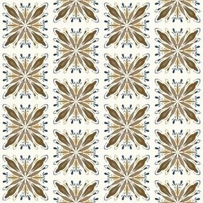 Garden Charm Solo Tile in Brown and Blue - 2x2 motif