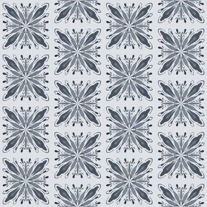 Garden Charm Solo Tile in Shades of Blue Gray -2x2 motif