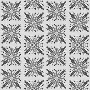 Garden Charm Solo Tile in Shades of Gray - 2x2 motif