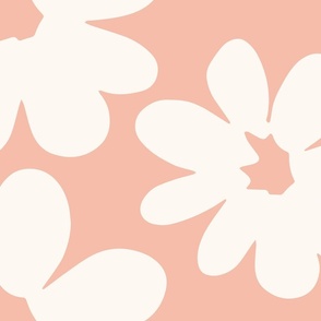 Daisy Chain Large Scale Floral Wallpaper Pink and White Flowers Home Decor 