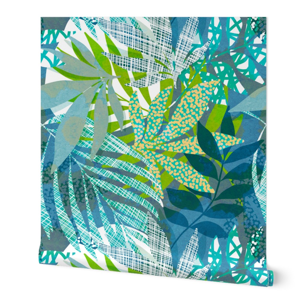  Large • Boho Botanical Palm leaves 4. Aqua, teal, blue #boho jungle #bohemiantropical