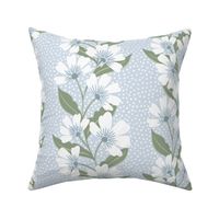 Serene Climbing Floral in Soft Blue, White and Sage Green