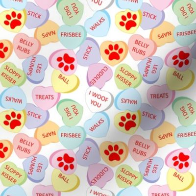 Dog Valentine Candy Hearts White