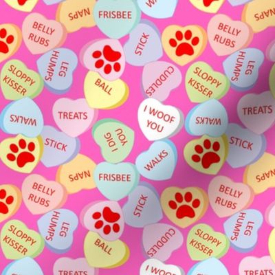 Dog Valentine Candy Hearts Pink