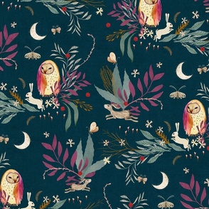 In the night garden - navy (medium)