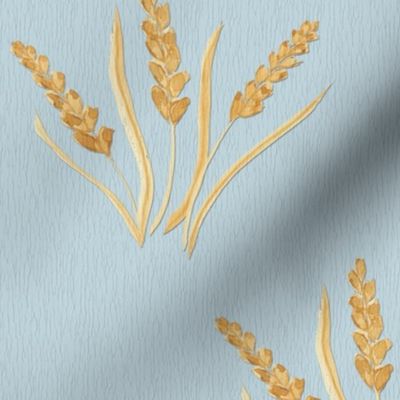 Serene Waves of Wheat on soft blue (Large)