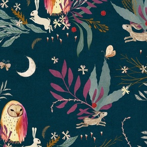 In the night garden - navy (large)