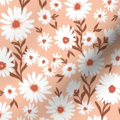 Western Daisy - Mystic Plains Daisy Field Blush pink white brown by Jac Slade