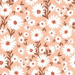 Western Daisy - Mystic Plains Daisy Field Blush pink white brown by Jac Slade