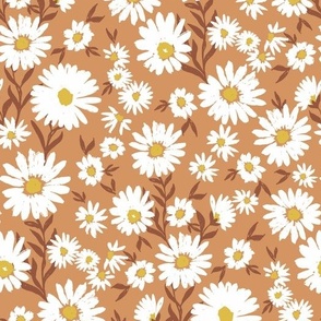 Western Daisy - Mystic Plains Daisy Field Brown white yellow by Jac Slade