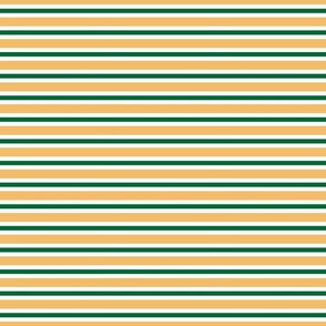 Gold and Green Stripes on White