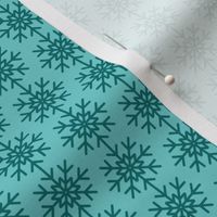 Teal Snowflakes on Baby Blue