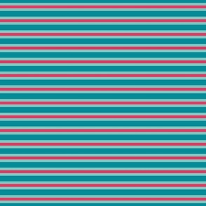 Teal and Dark Pink Stripes on Baby Blue