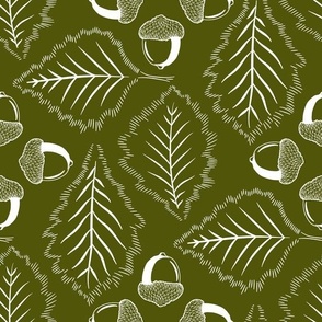 Oak Leaves and Acorns, Forest Green