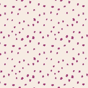 Pink daisies on a cream white background small scale great for quilts or small projects - minimalistic design