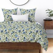 Chintz Block Print Indian blues and greens