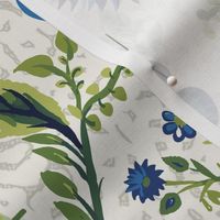 Chintz Block Print Indian blues and greens