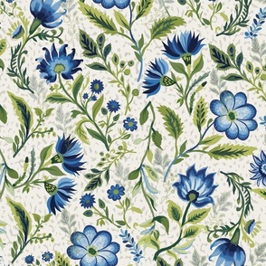 Chintz Block Print Indian blues and greens