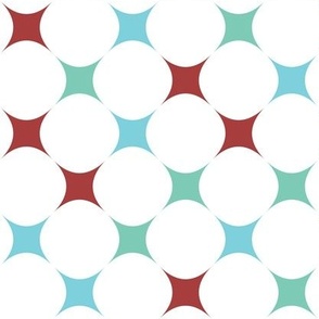 Geometric Blue Red Star Check Pattern