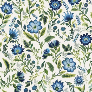 Chintz blue greens-Block Print Indian Chintz