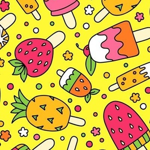 Fruit Popsicles on Yellow (Large Scale)