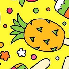 Fruit Popsicles on Yellow (Extra Large Scale)