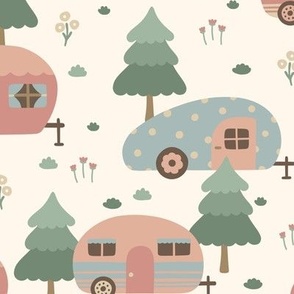 Cute Campers in Muted Colors (Large Scale)
