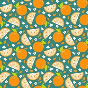 Juicy Orange on Teal (Small Scale)